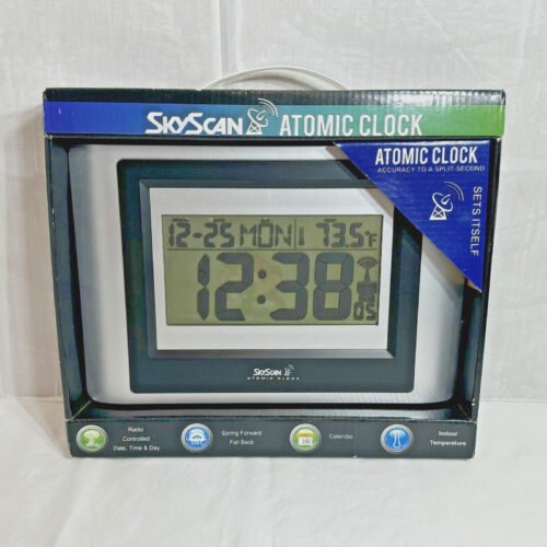 SkyScan Atomic Digital Clock with Indoor Temperature - Brand New!