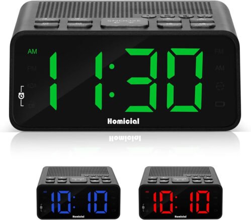 Sleek Digital Alarm Clock Radio with AM/FM, Sleep Timer & Easy Snooze