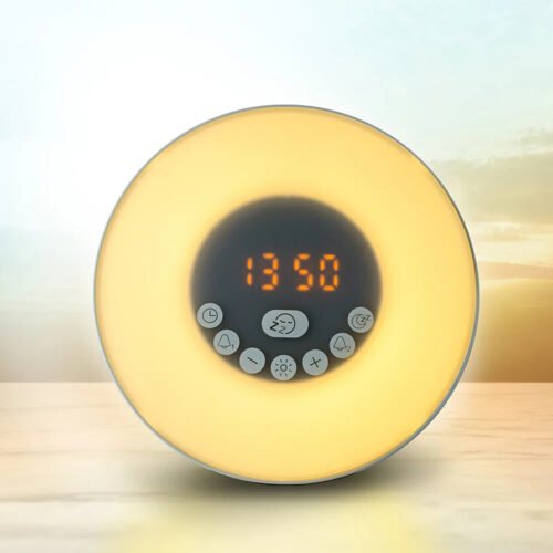 SLF Sunrise to Sunset Alarm Clock Nature Sounds Wireless Speaker White Wake LED