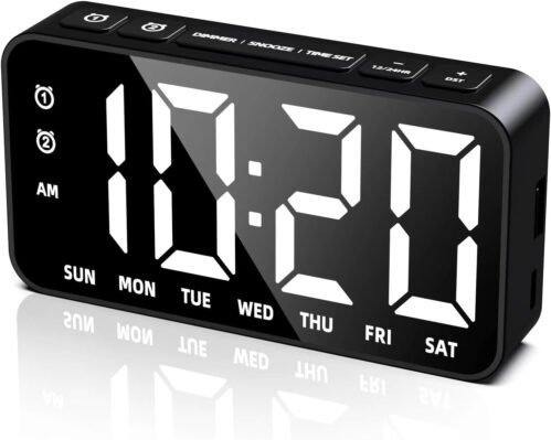 Small Alarm Clock for Bedrooms Dual Alarms Small Digital Clock with USB Ports 5