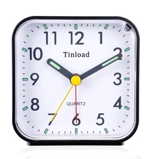Small Battery Operated Analog Alarm Clock Silent Non Ticking, Ascending Beep ...