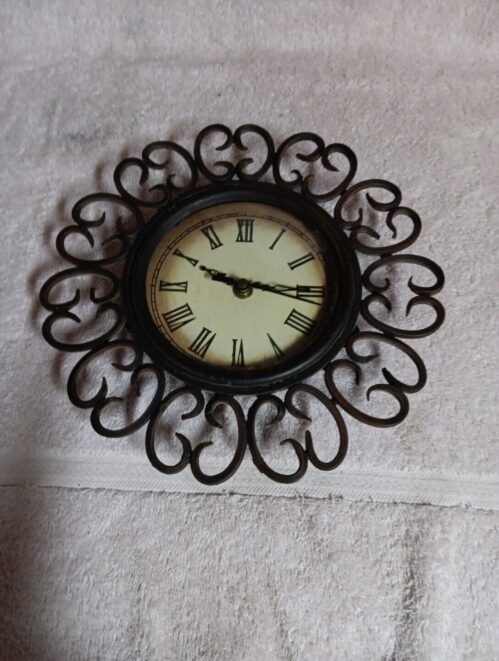 Small Decorative Wrought Iron battery operated Wall Hanging Clock