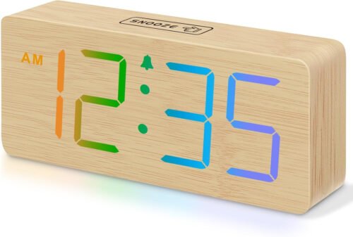 Small Digital Alarm Clock for Bedroom, Large Big Numbers Display with Brightness