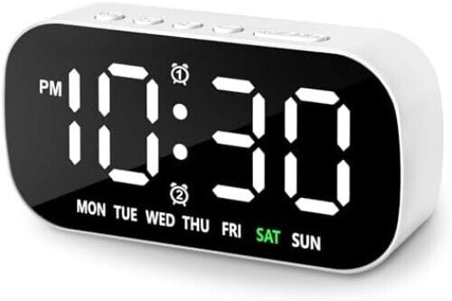 Small Digital Alarm Clocks for Bedrooms, 5 Levels Brightness Dual Alarm 12/24Hr