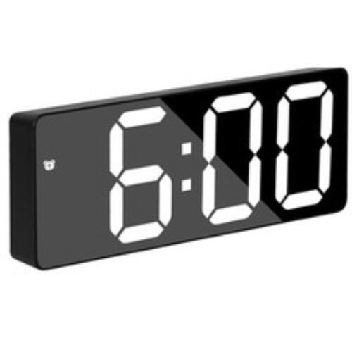 Small Digital Clock 6.5 Inch LED Display with Light Blue Digits 3 Levels Brigh