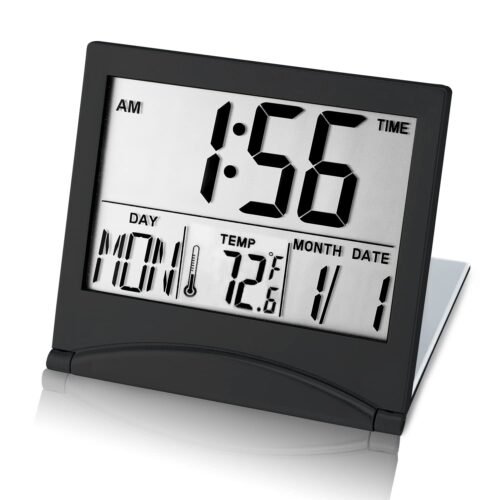 Small Digital Travel Alarm Clock Battery Operated, Portable Large Number Disp...
