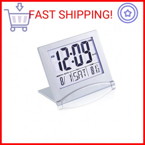 Small Digital Travel Alarm Clock Battery Operated, Portable Large Number Display