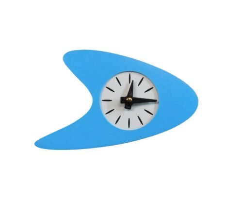 Small Mid Century Modern Boomerang Wall Clock – Retro Atomic Clock – 3D Printed