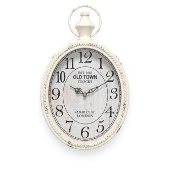 Small Retro Oval Wall Clock, Antique Old Design, White Vintage Style, Battery...
