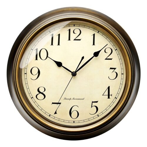 Small Retro Wall Clock 10'' Non Ticking Classic Silent Metal Wall Clocks Deco...