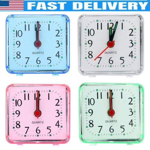 Small Travel Alarm Clocks Analog Battery Operated Silent No Ticking Snooze Light