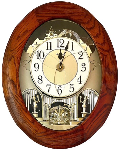 Small World Rhythm Joyful Nostalgia Oak Magic Motion Musical Clock 4MH852WD06
