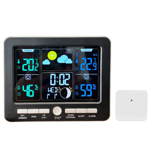 Smart Digital Clock Color LCD Barometric Hygrometer Weather Station Moon Phase