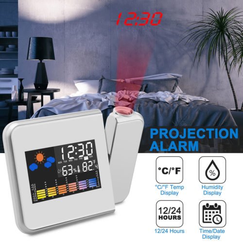 Smart Digital LED Projection Alarm Clock Temperature Time Projector LCD Display