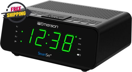 Smartset Dual Alarm Clock Radio with AM/FM Radio, Dimmer, Sleep Timer and .9" LE