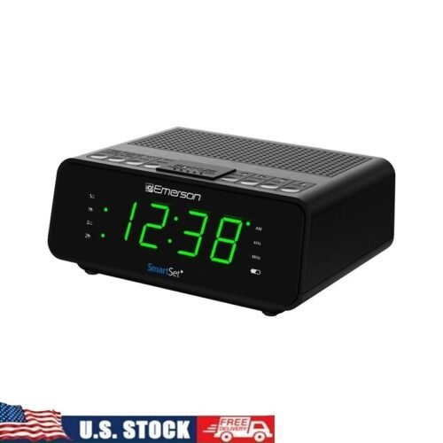SmartSet Dual Easy To Read Alarm Clock Radio AM FM LED Display Snooze Battery US