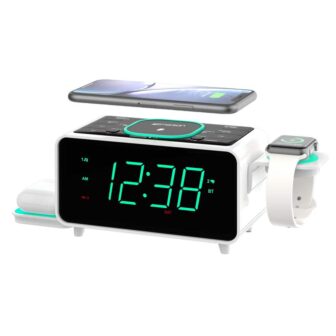 SmartSet Multiple Wireless Charging, Dual Alarm Clock Radio, Bluetooth Speaker, USB Charger