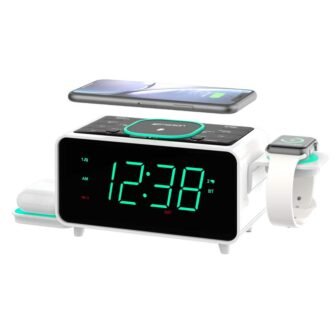 SmartSet Multiple Wireless Charging, Dual Alarm Clock Radio, Bluetooth Speaker, USB Charger,...