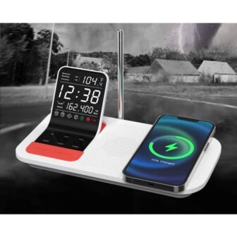 SmartSet Weather Band, Dual Alarm Clock Radio, 15W Wireless Charging, USB Charging...