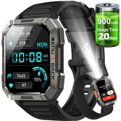 Smart Watch Military Tactical Men Sport Heart Rate Fitness Tracker Wristwatch