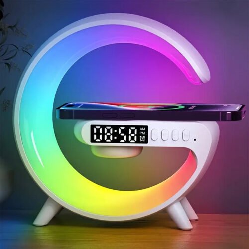 Smart Wireless Fast Charger, Speaker & Night Light – 3-in-1 Alarm Clock RGB
