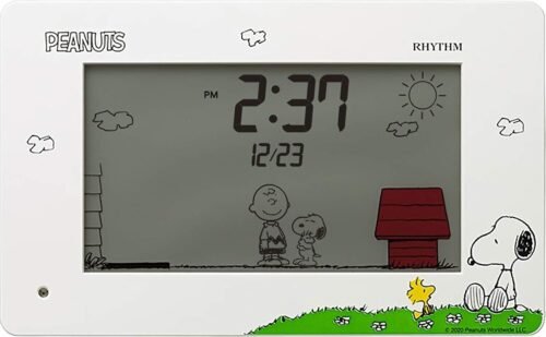 Snoopy Alarm Clock Funny Action Digital Clock with Calendar White 8RDA79MS03