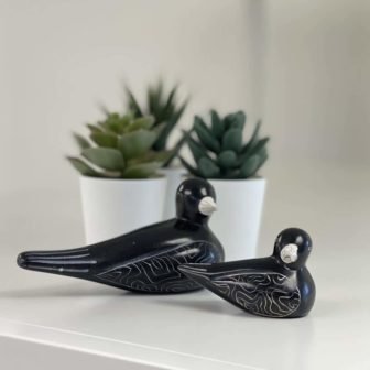 Soapstone Black Birds, Big and Little Set