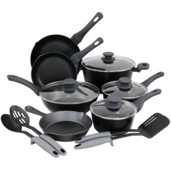 Soho Lounge 15-Piece Black Non-Stick Cookware Combo Set