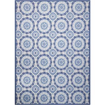 Solar Flair Navy Blue 10 ft. x 13 ft. Geometric Modern Indoor/Outdoor...