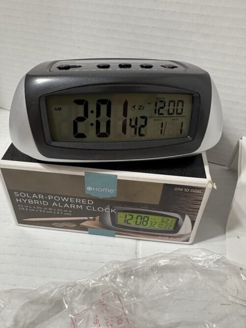 Solar Powered Hybrid Alarm Clock ⏰ Date & Temp. Battery Backup Off Grid Tested