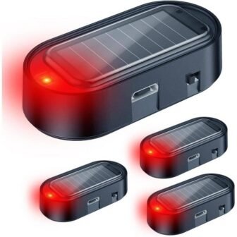 Solar Power Simulated Dummy Alarm Automotive Security Light in Red with USB...