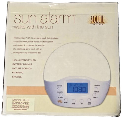 Soleil Sun Alarm Clock Radio SA-3i Wake With The Sun LED Nature Sounds FM Snooze