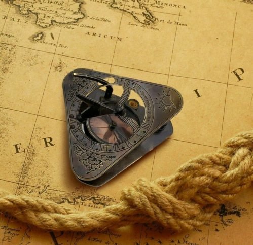 Solid Brass Captain's Nautical Sundial Compass