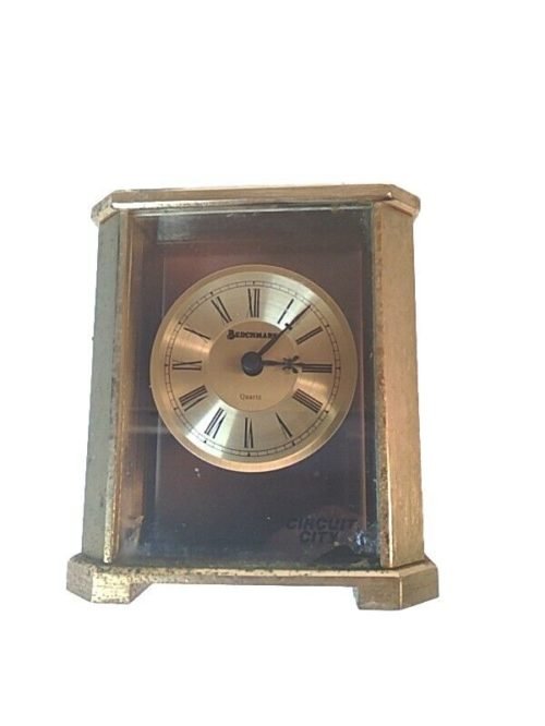 Solid Brass & Plate Glass Quartz Mantle Alarm Clock Quality Circuit City