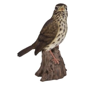 Songbird Standing on Stump with Sound Motion Sensor - Garden Statue