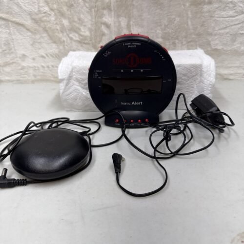 Sonic Alert - Sonic Bomb Dual Alarm Clock with Bed Shaker Vibrator in Box Tested