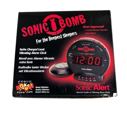 Sonic Alert Bomb Dual Extra Loud Alarm Clock SBB500SS with Bed Shaker-Black
