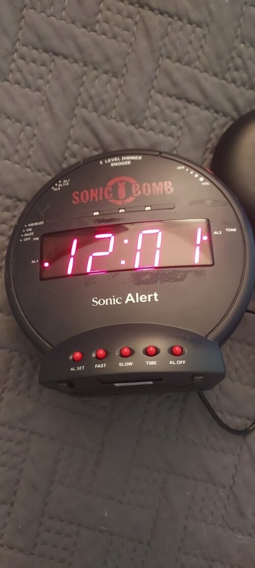 SONIC Alert SBB500SS Sonic Bomb Loud Alarm Clock with Power Adapter Vibrator