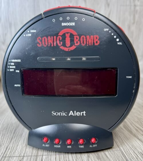 Sonic Alert SBB500ss V3 Sonic Bomb Loud Alarm Clock Works Great No Vibrator
