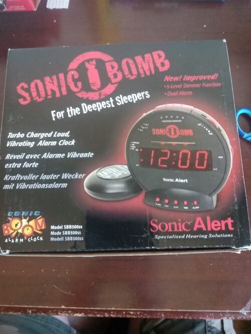 Sonic Alert Sonic Bomb Extra-Loud Alarm Clock with Bed Shaker – Brand New.