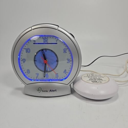 Sonic Alert Sonic Boom SBA475ss Vibrating Analog Alarm Clock Light Grey