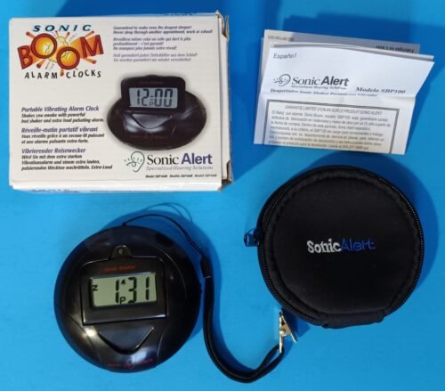 Sonic Alert Sonic Shaker SBP100B Vibrating Travel Alarm Clock | Black | Loud