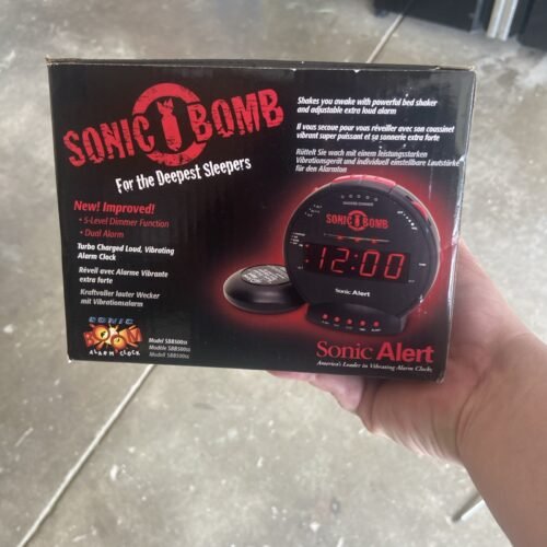 Sonic Bomb Vibrating Alarm Clock with Bed Shaker BLACK (New in Box)