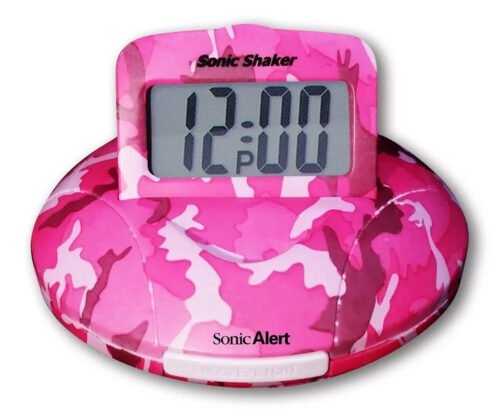 Sonic Shaker Portable Pink Camo Alarm Clock - SBP100C