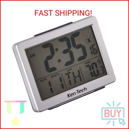 Sonnet Ken-Tech T-4652 Atomic Radio Controlled LCD A larm Clock, 1.5-Inch, Black