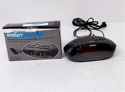 Sonnet R-1688 LED Clock Radio with 2 USB Port & 4 prong charging cable