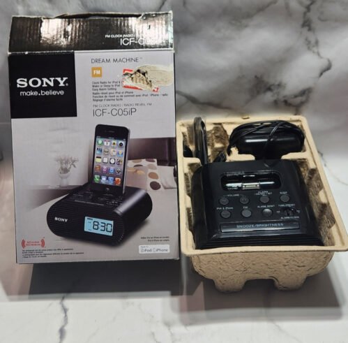 Sony Alarm Clock Radio For iPhone iPod Speaker Dock ICF-CO5iP Tested Works