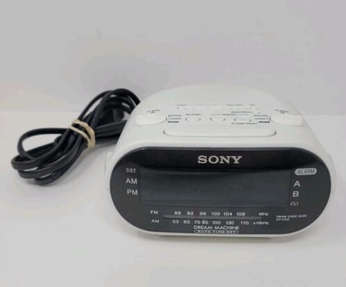 Sony Dream Machine AM/FM Dual Alarm White Clock Radio Model ICF-C318 Tested