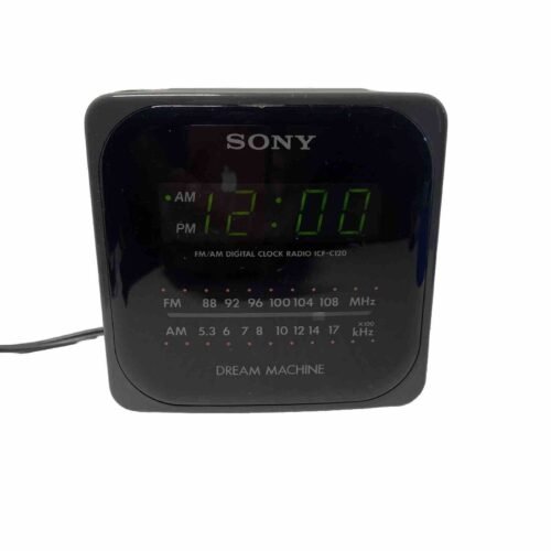 Sony Dream Machine Black Cube Alarm Clock AM/FM Radio Works ICF - C120