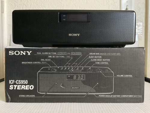 Sony Dream Machine Clock Radio Alarm AM/FM Black Vintage 1980s ICF-CS950 TESTED